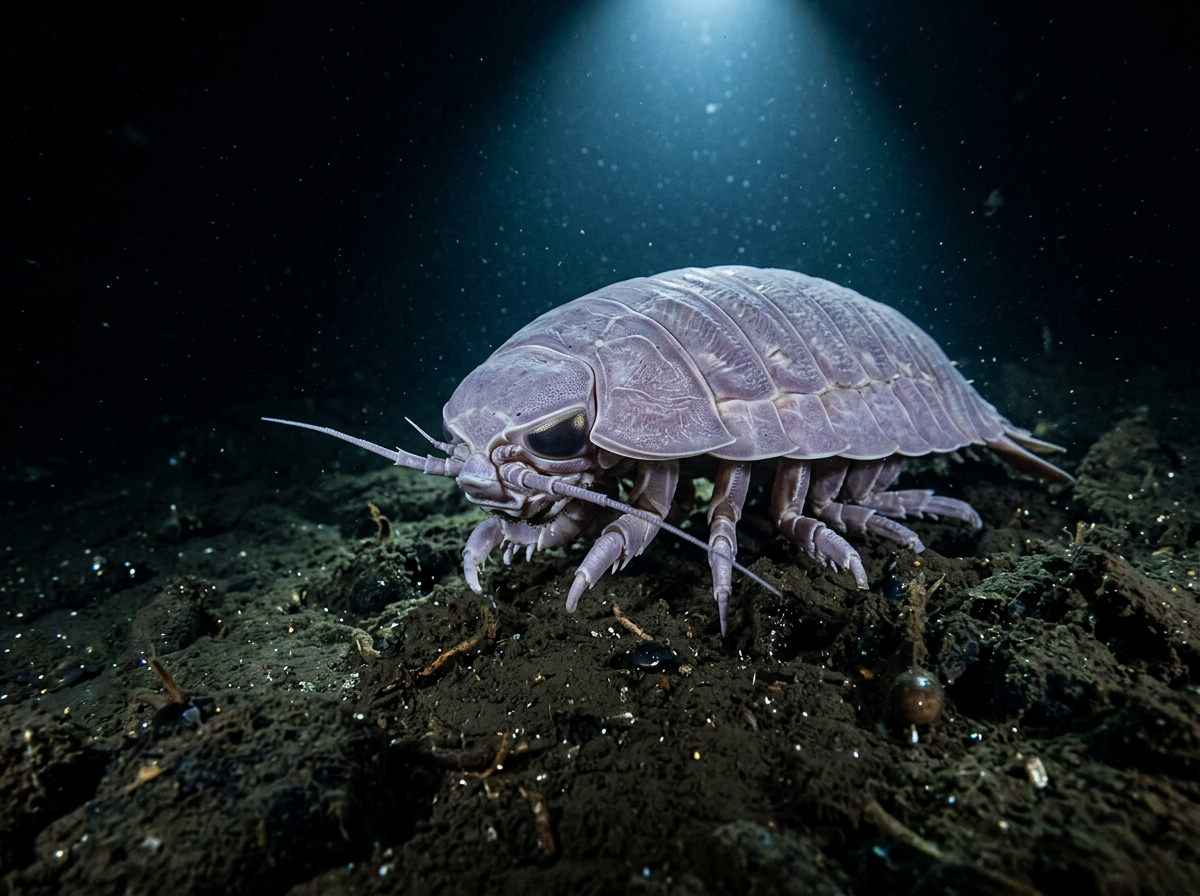 🌊 Entdecken Sie das Monster aus der Tiefe: Was der riesige Isopod, die Kreatur, die 2.000 Meter unter der Oberfläche des Ozeans lebt, schaut und isst. Eine 40 Zentimeter große “Holzlaus”, die 5 Jahre ohne Essen halten kann