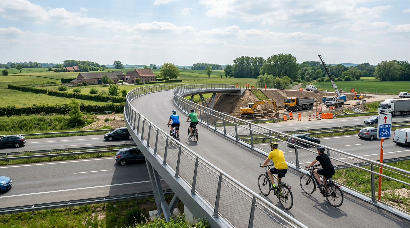 🇧🇪 La pista ciclabile veloce di Oudenaarde riceve un’illuminazione supplementare. Il ponte sulla N60 apre il 2 ottobre